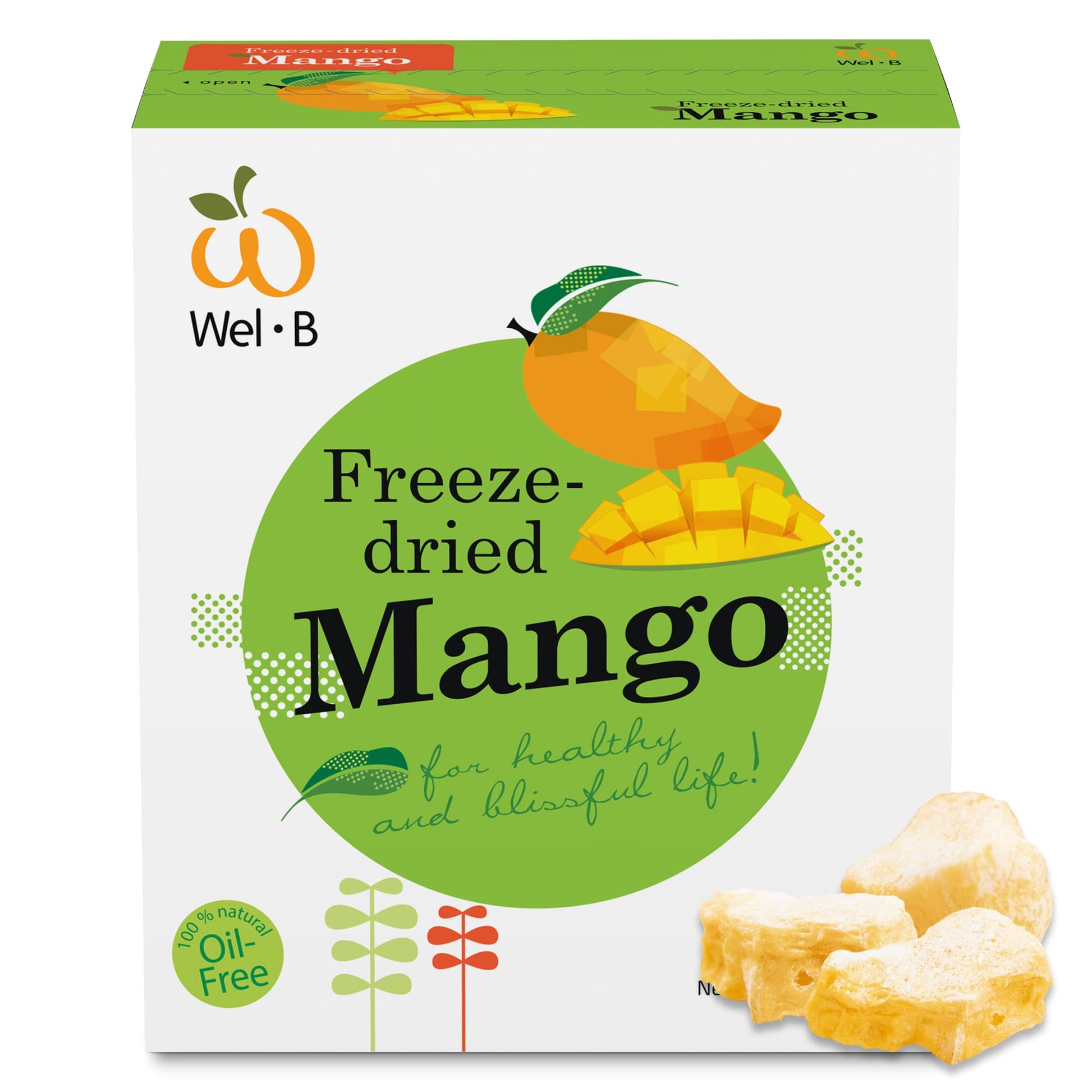 Wel-B Freeze Dried Fruit Snack, Fresh Mango Freeze Dried to a Crispy Texture While Retaining Natural Flavor and Nutrition, Great