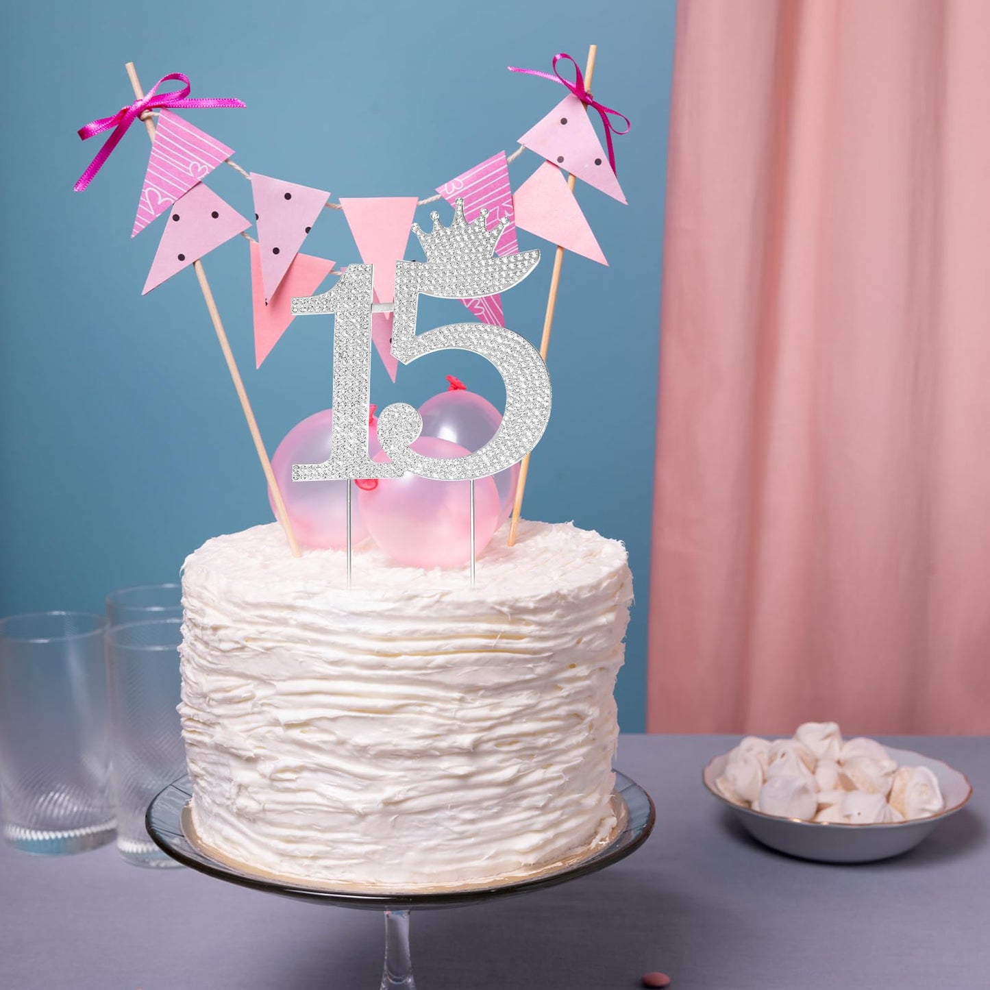 15 Cake Topper, Alloy Number 15 Birthday Cake Topper Crystal Happy 15Th Birthday Cake Topper Rhinestones 15 Princess Crown Cake