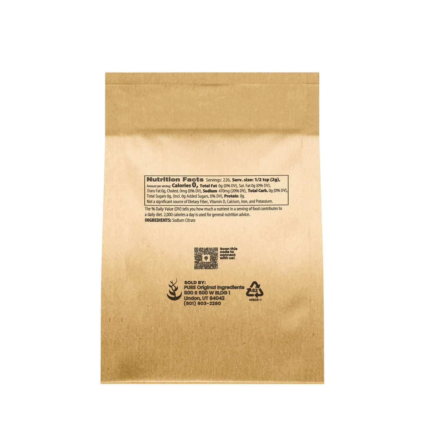 PURE ORIGINAL INGREDIENTS Sodium Citrate Emulsifier & Flavor Enhancer, 16 Ounce