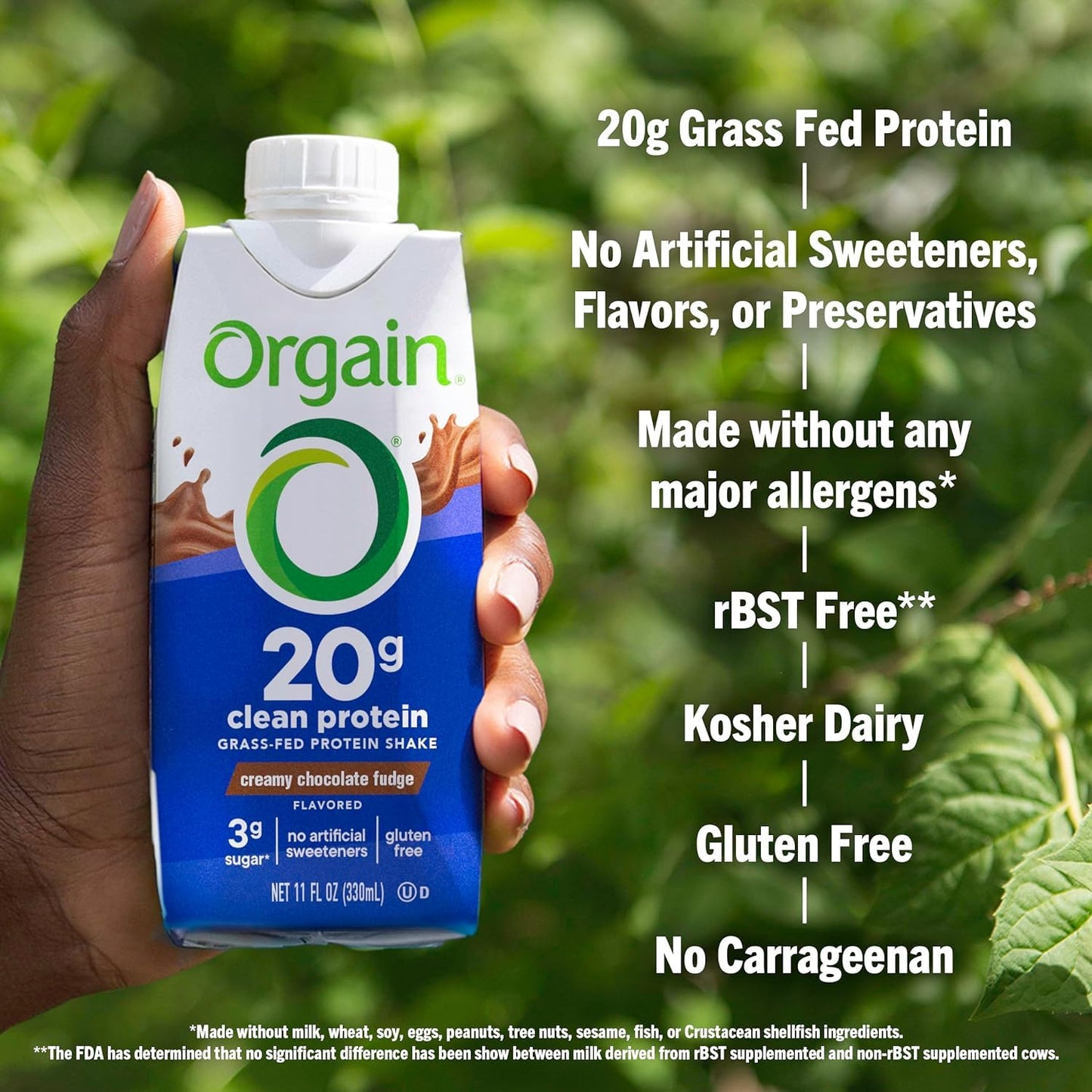 Orgain Clean Protein Shake, 20g Whey Protein, Gluten Free, Ready to Drink, 11 Fl Oz (Pack of 12), Creamy Chocolate Fudge