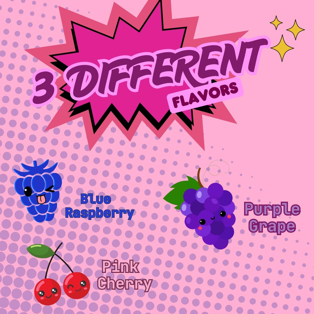 Lupy Lups! Sugar Mix Kit Floss Sugar w -3 Plastics Jars of 7 oz Blue Raspberry  Purple G & Pink Cherry- 25 Paper Cones- Create Fluffy Cotton Candy - Cotton Candy also floats atop beverages!