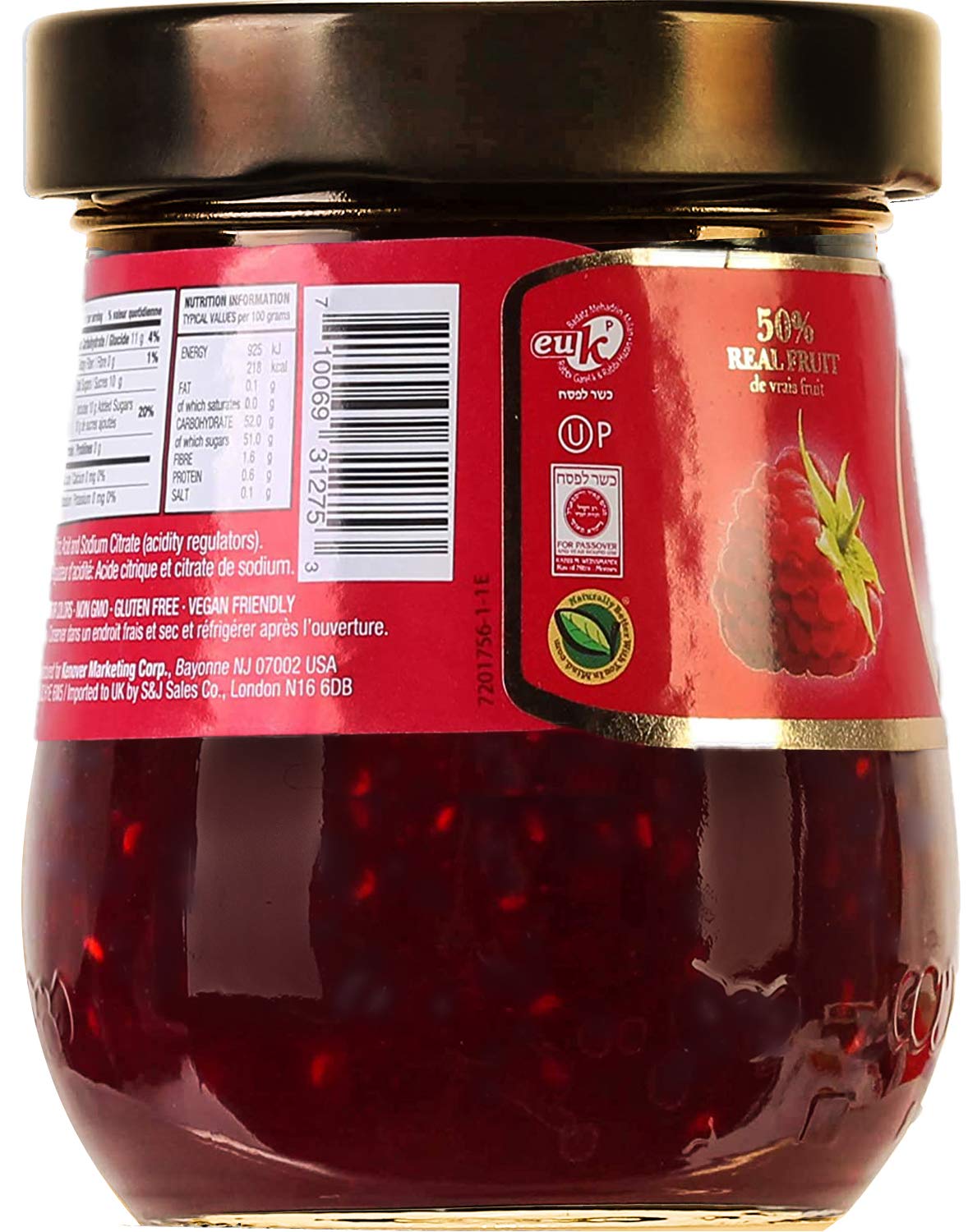 Tuscanini Premium Italian Raspberry Preserves, 11.64 Oz Jar, Spreadable Fruit Jam, No High Fructose Corn Syrup, No Preservatives