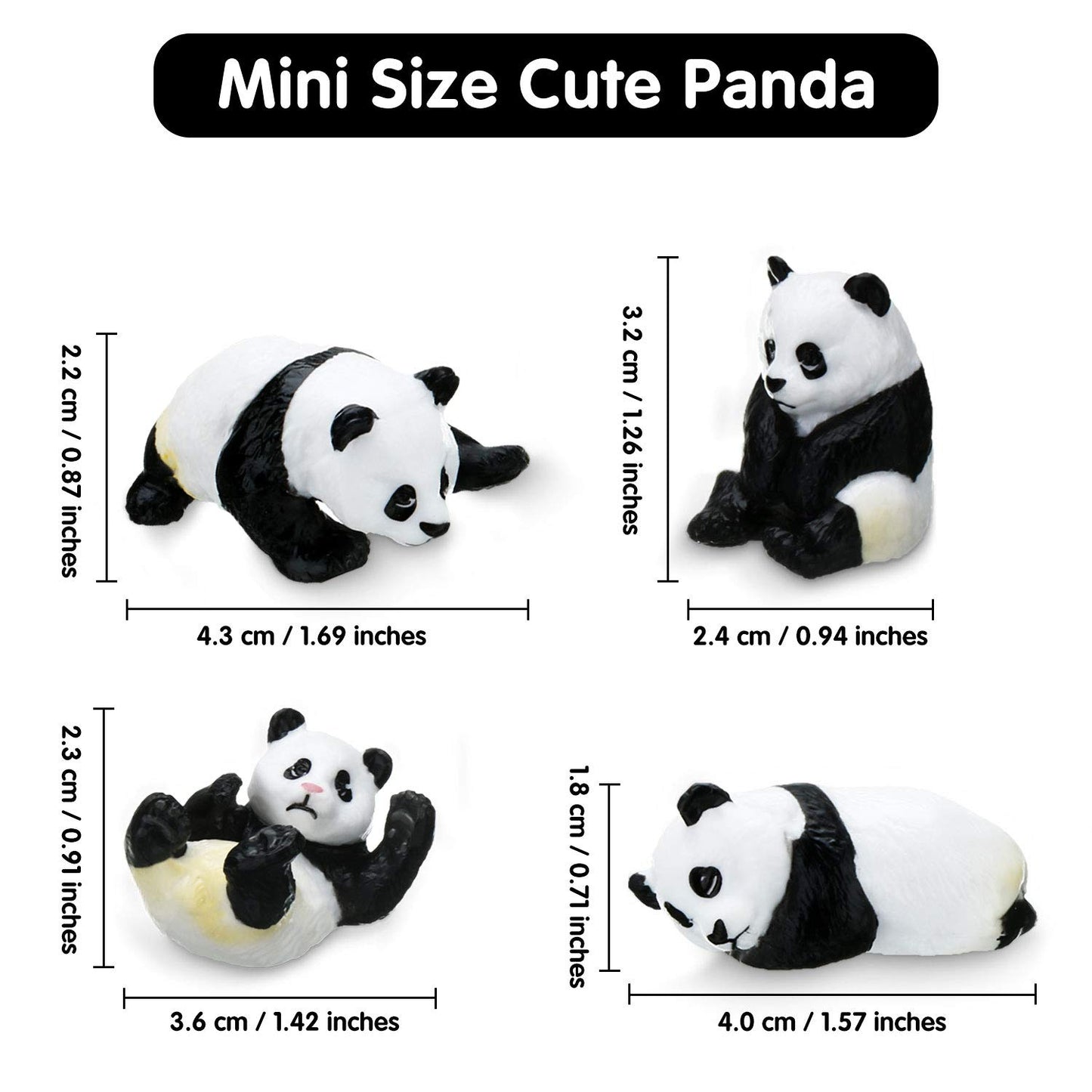 Meekoo 8 Pieces Miniature Panda Decor Cute Plastic Panda Figurines Mini Birthday Decorations Cake Topper Decoration For Party Supplies