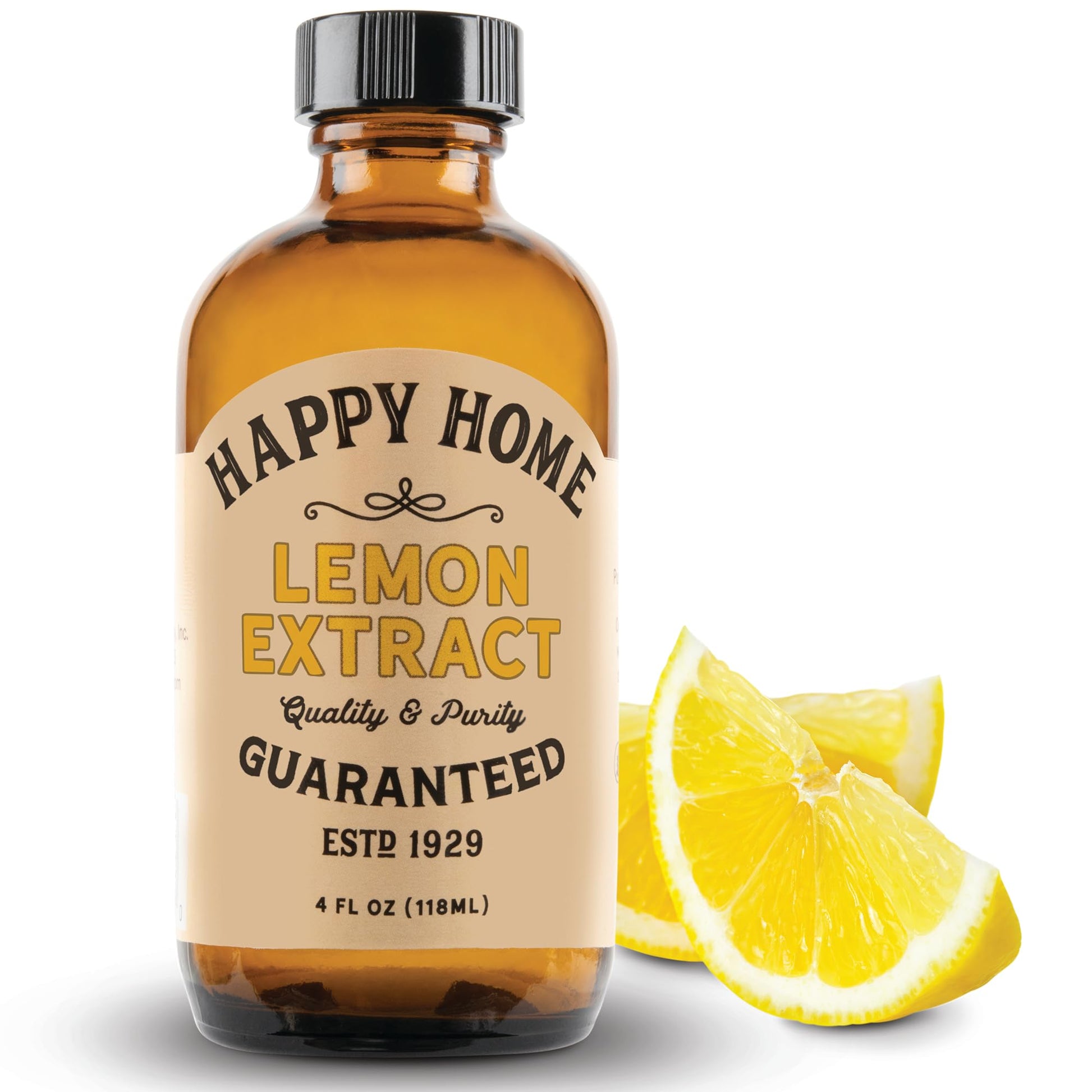 Happy Home Pure Lemon Extract - Certified Kosher, 4 Fl Oz, Pack of 1