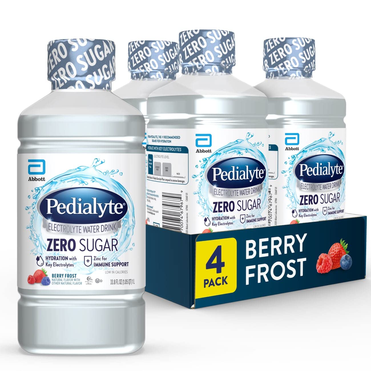 Pedialyte Electrolyte Water With Zero Sugar, Hydration With 3 Key Electrolytes & Zinc For Immune Support, Berry Frost, 33.8 Fl O