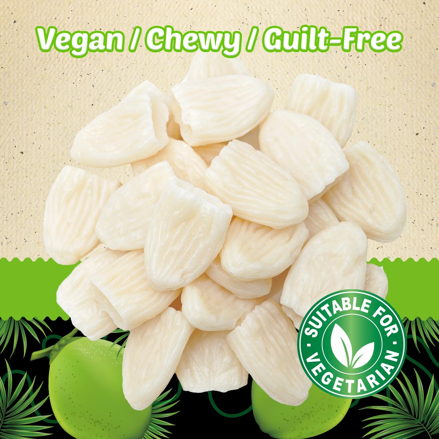 Amos Chewtopia Coconut Gummy Jerky - Vegan Chewy Fruit Snack, Tastes Like Real Dried Fruit, Easter Candy, 8.47Oz Box With 9 Shar