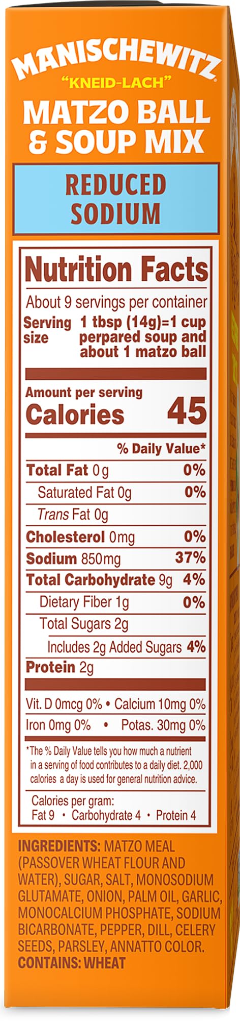 Manischewitz Reduced Sodium Matzo Ball & Soup Mix 4.5Oz (3 Pack), Kosher For Passover, No Artificial Colors Or Preservatives