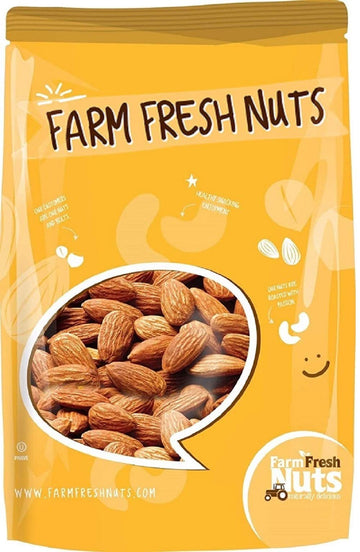 Farm Fresh Nuts Dry Roasted California Almonds - Vegan, Keto Friendly, 1 LB, Sea Salt, Nonpareil Supreme, Brown