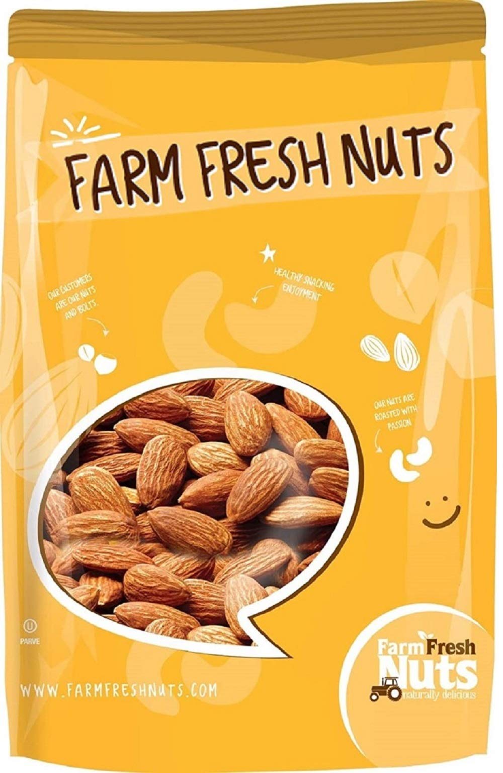 Farm Fresh Nuts Dry Roasted Almonds - Vegan & Keto Friendly - 4 Lbs - Nonpareil Supreme - Brown