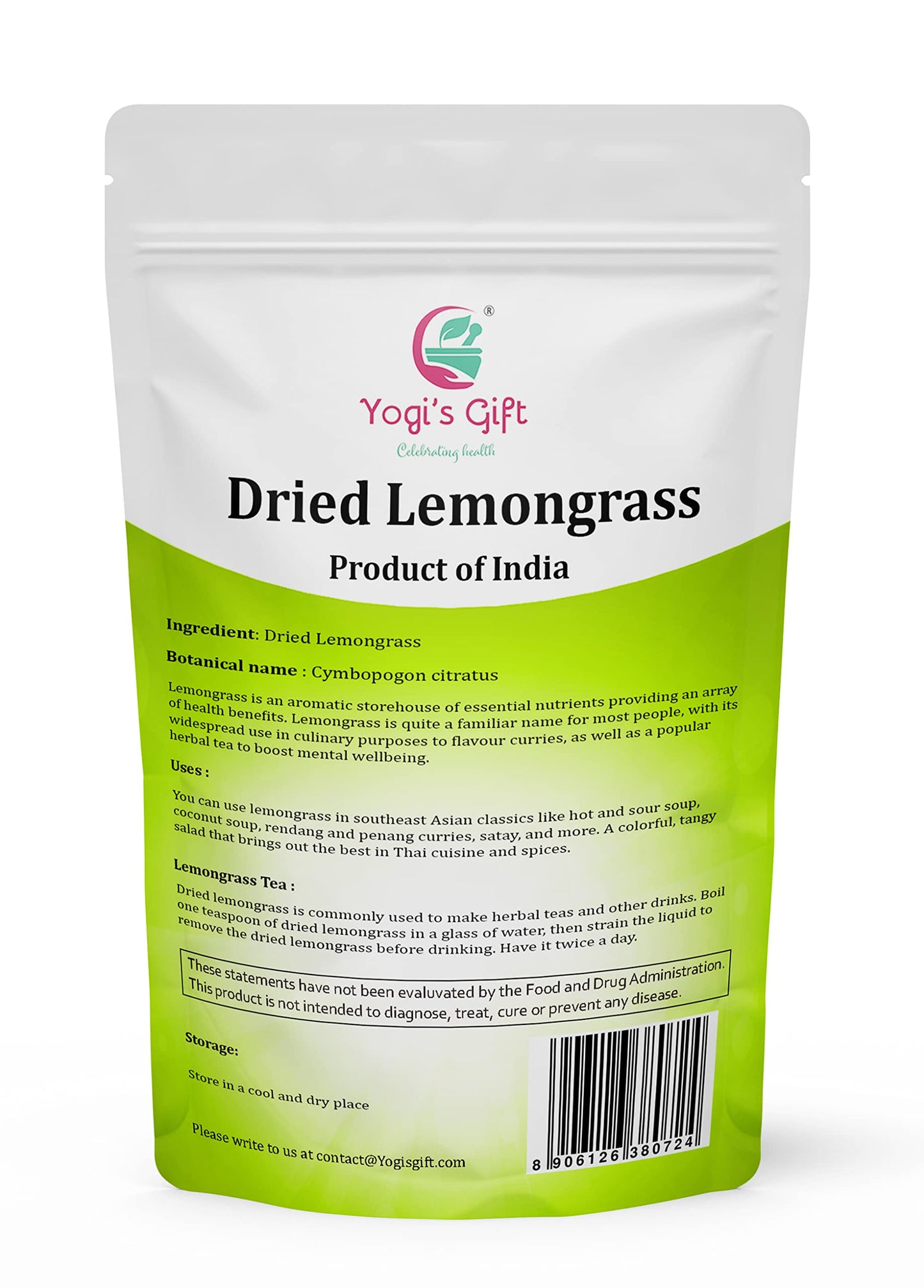 Dried Lemongrass 1 LB | Cut and Sifted Loose Leaf | Aroma Rich Lemon Grass | by Yogis Gift
