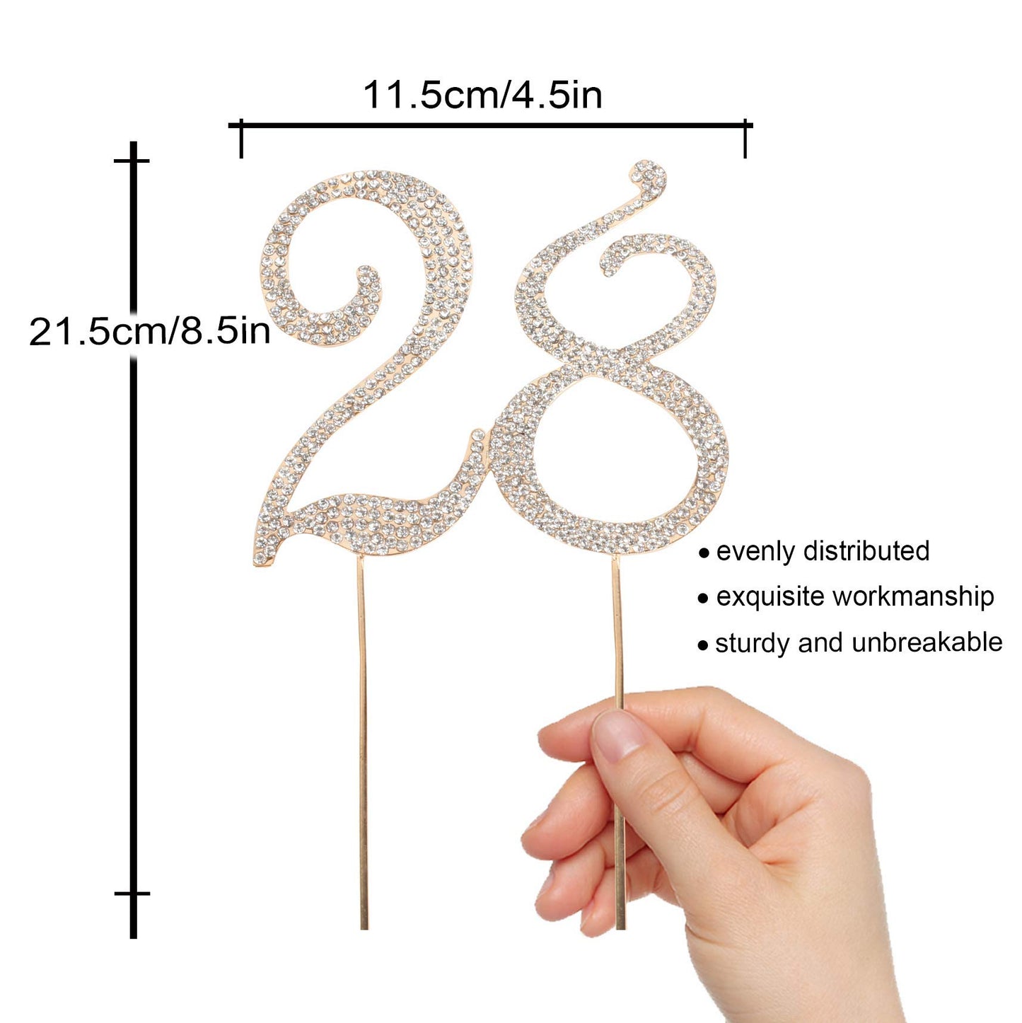 Lingpar 28 Years Birthday Cake Topper - New Best Crystal Rhinestone 28Th Wedding Anniversary Or 28 Years Old Cake Topper Party D
