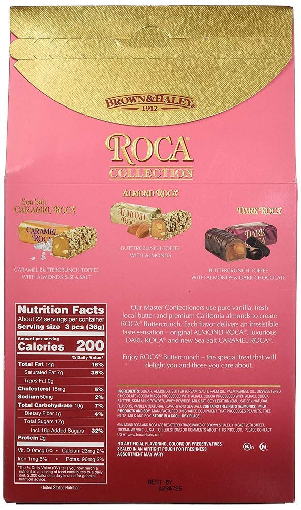 28 Oz Roca Collection, Almond, Dark, Sea Salt Caramel