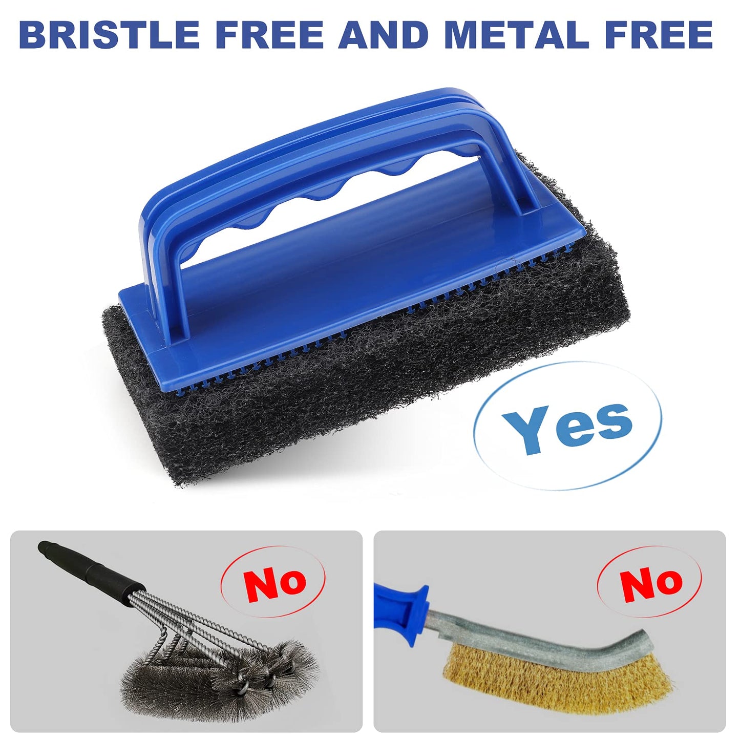 Blackstone Grill Cleaning Kit, Heavy Duty Griddle Scrubber Scouring Pad & Handle, Griddle Cleaning Brush For Charcoal, Gas Grill