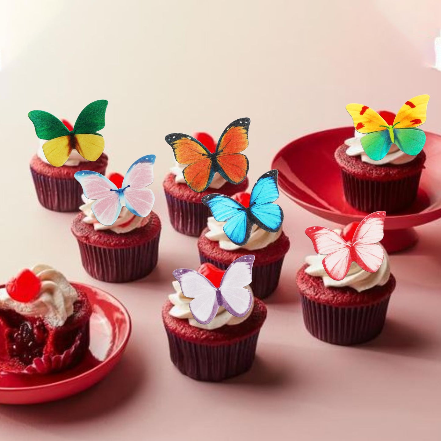 50 Pcs Edible Butterfly Cupcake Toppers Butterfly Cupcake Picks Wafer Paper Butterfly Cupcake Decorations For Butterfly Theme Ba