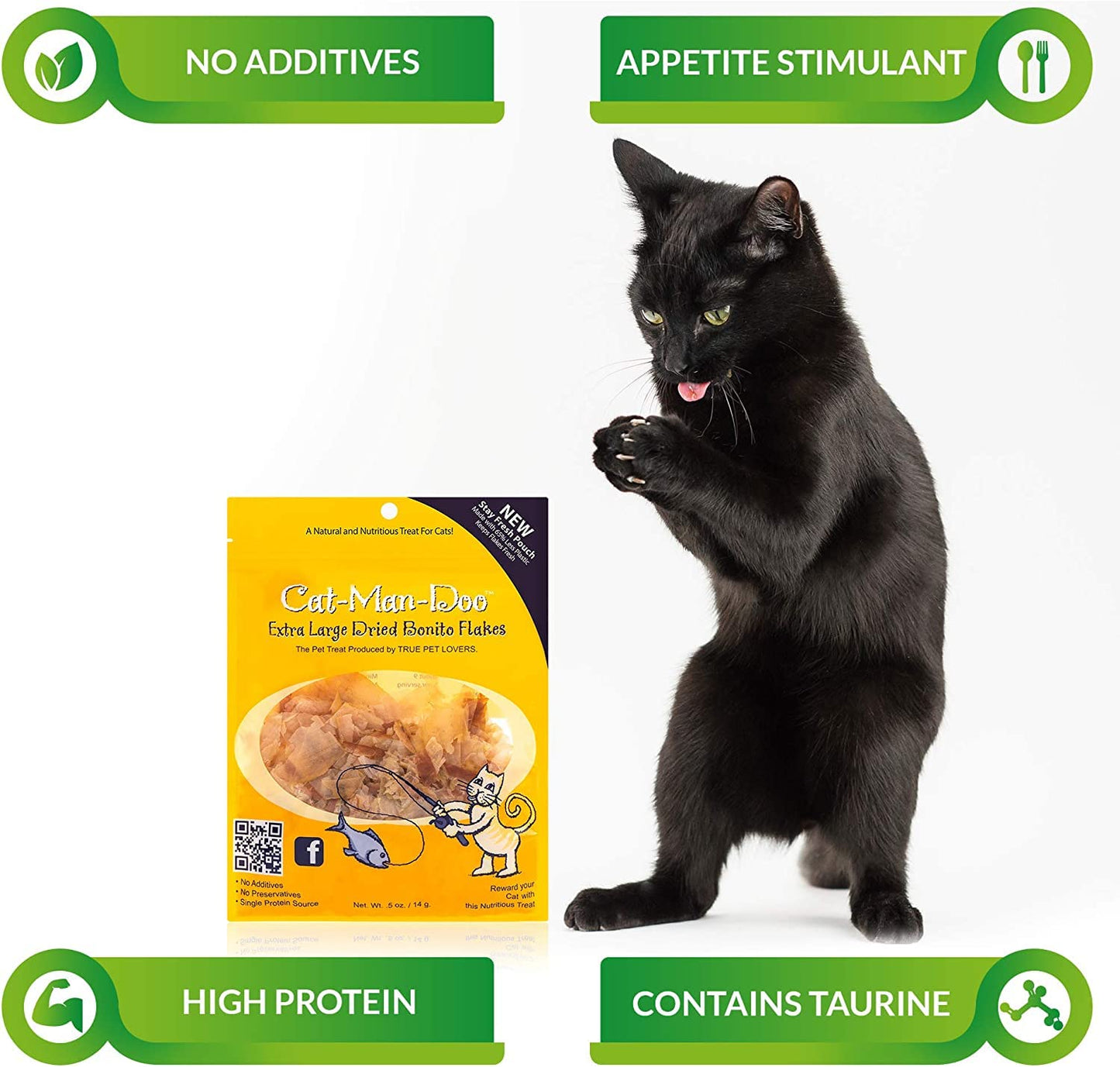 Cat-Man-Doo Dried Bonito Flakes   for Dogs & Cats - High Protein - 4oz Bag (4 Pack) - Model CMD-BNTO