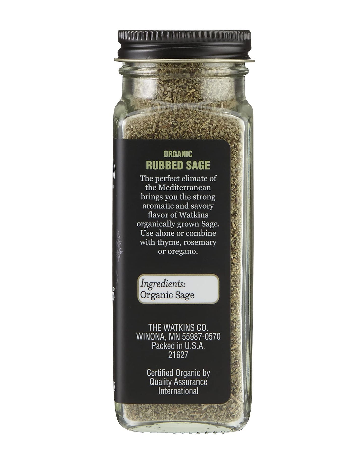 Watkins Gourmet Organic Rubbed Sage Spice Jar, Non-GMO, Kosher, 0.7 Ounce, 1-Pack