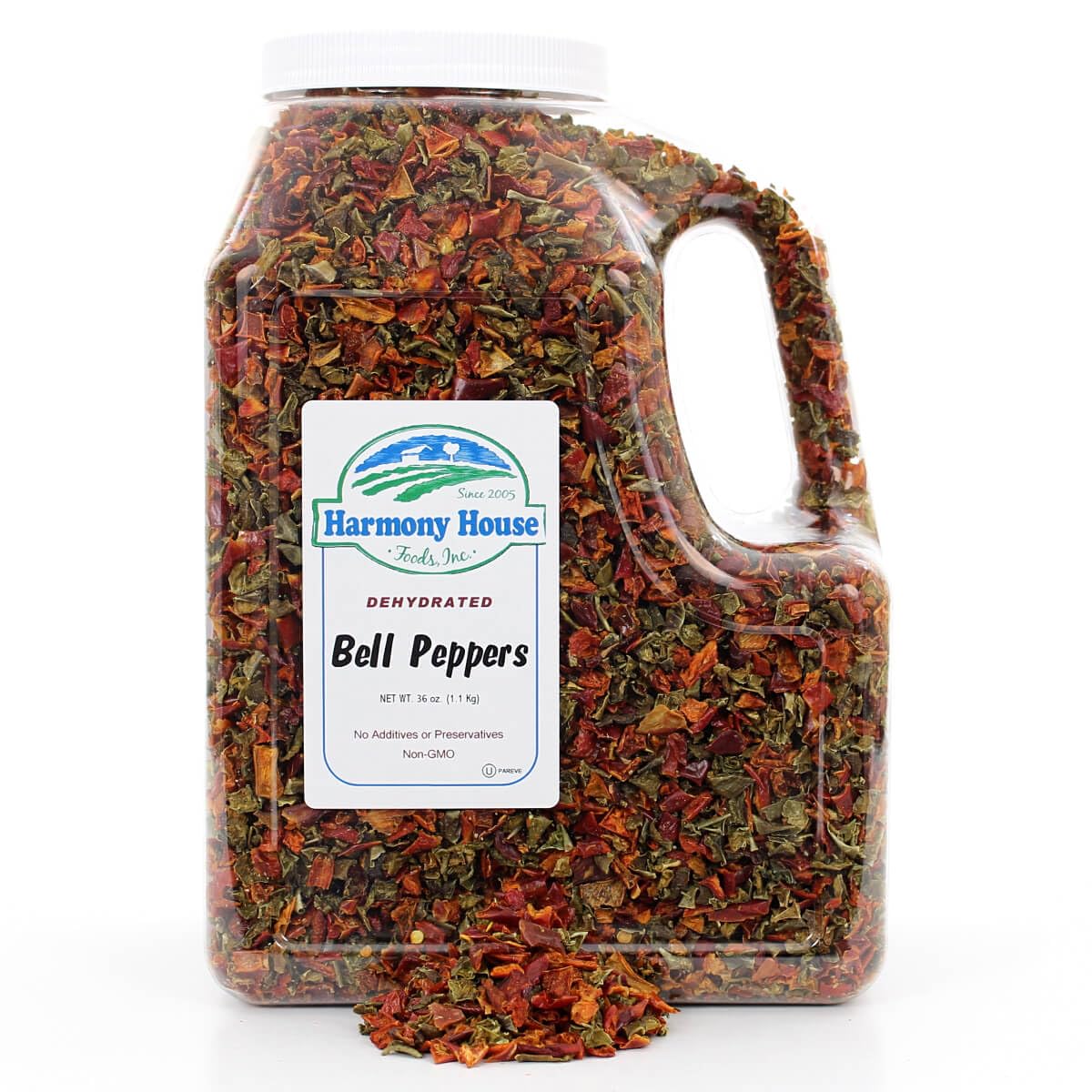 Harmony House Dried Mixed Bell Peppers, Diced – Dehydrated Vegetables For Cooking, Camping, Emergency Supply And More, 36 Oz Jug