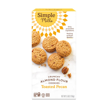 Simple Mills Almond Flour Crunchy Cookies, Toasted Pecan - Gluten Free, Vegan, Healthy Snacks, Made With Organic Coconut Oil, 5.