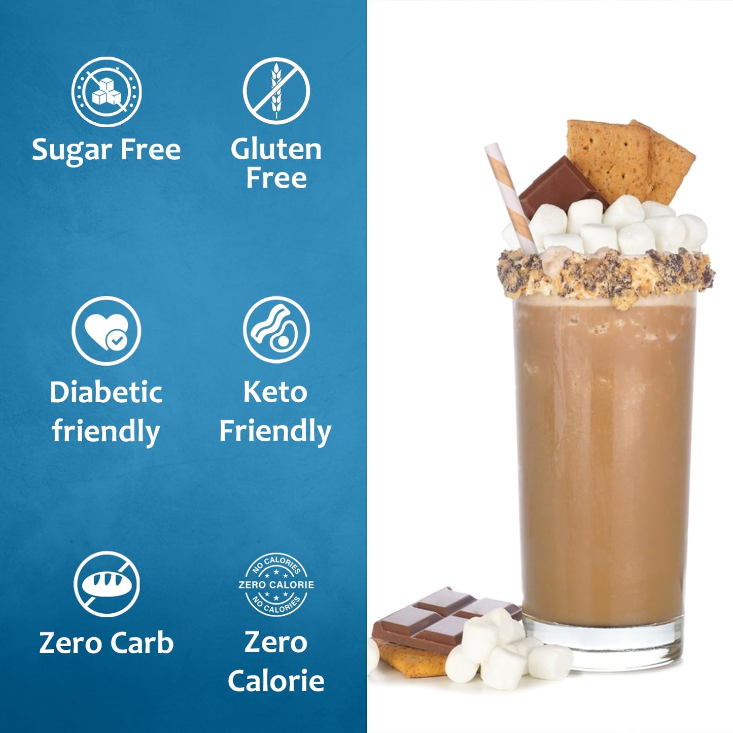 Syruvia Sugar-Free S'mores Coffee Syrup - 25.4 fl oz Premium Coffee Flavoring Syrup. 0 Calorie, Kosher, Gluten-Free. Perfect for