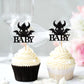 Ercadio 24 Pack Dragon Baby Cupcake Toppers Black Glitter Dragon Baby Cupcake Picks Cute Dinosaur Cupcake Topper Dragon Cupcake