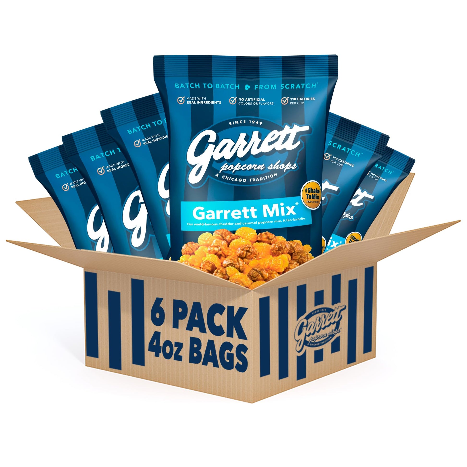 Garrett Popcorn Garrett Mix - Chicago Style Cheese & Caramel Popcorn - 4 Ounce Bags (Pack of 6) - Gluten Free Sweet & Salty Snack