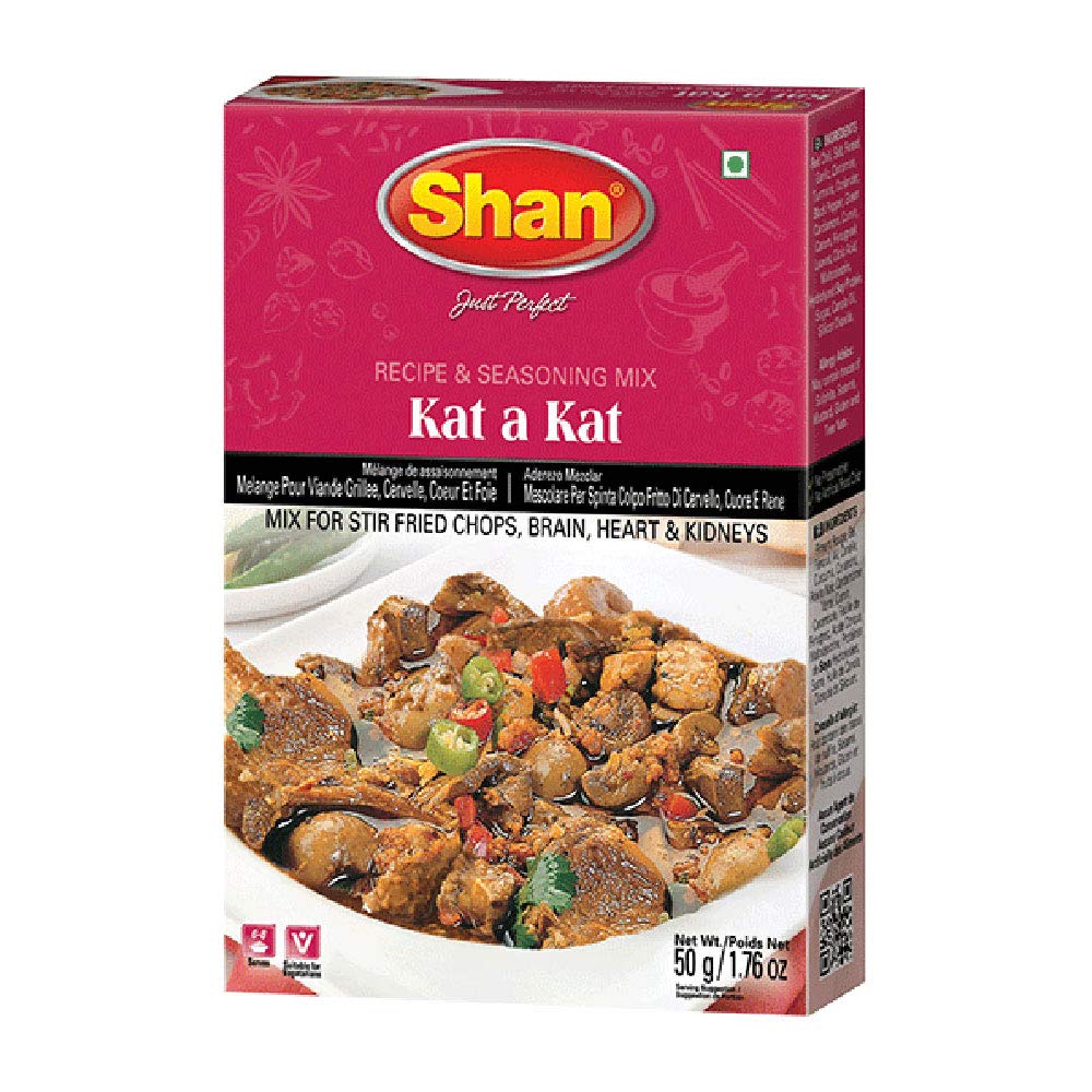 Shan Kat a Kat Recipe and Seasoning Mix 1.76 oz (50g) - Spice Powder for Stir Fried Chops, Brain, Heart & Kidneys - Suitable for Vegetarians - Airtight Bag in a Box