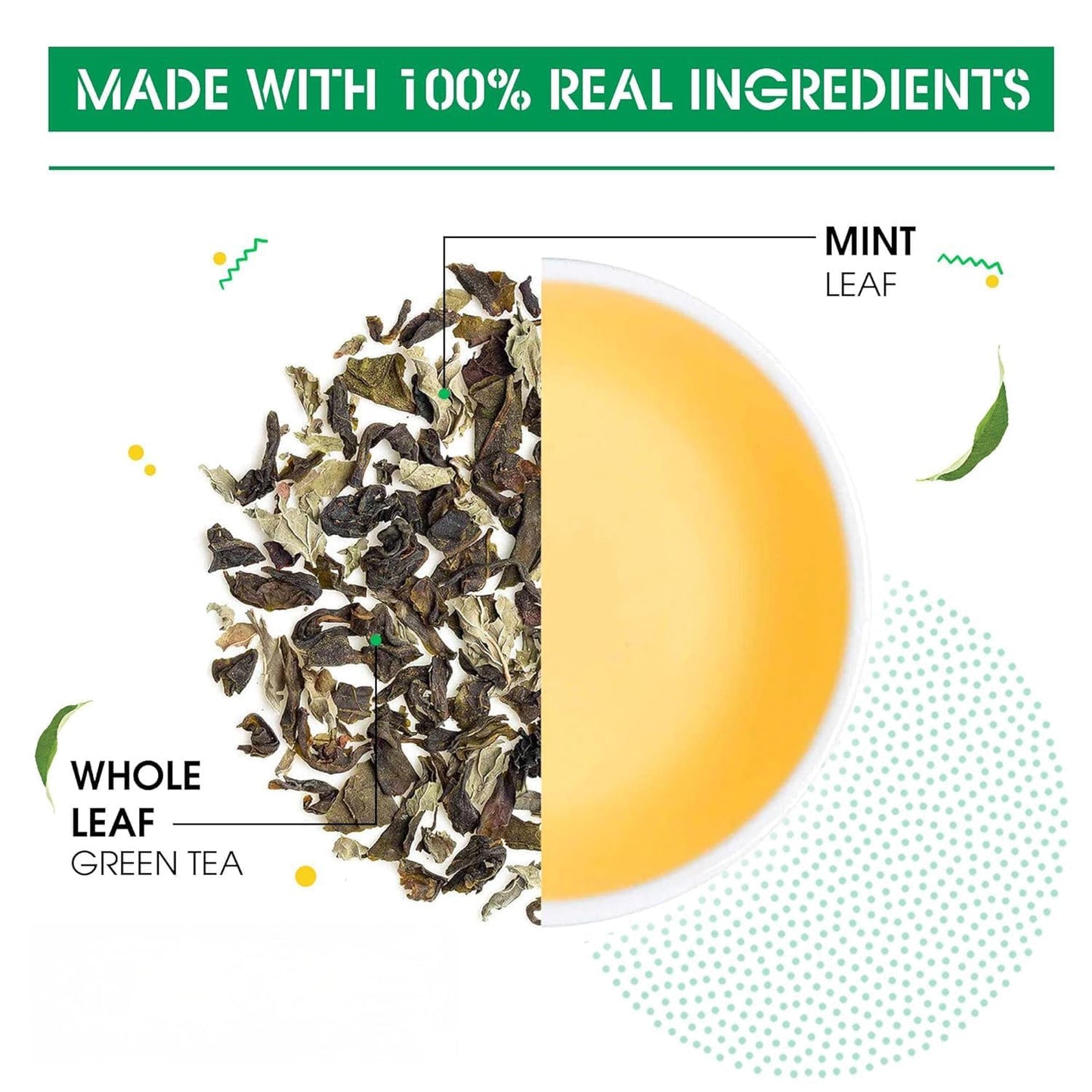 Teabox Enhanced Darjeeling Green Tea With Natural Peppermint Leaves |100% Whole Leaf & 0% Bitterness | Green Tea From The Himalayas | 25 Tea Bags (Low Caffeine)