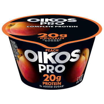 Oikos Pro Peach Yogurt-Cultured Ultra-Filtered Milk Product, 20 Grams of Protein, 0g Added Sugar, Just Delicious High Protein Sn