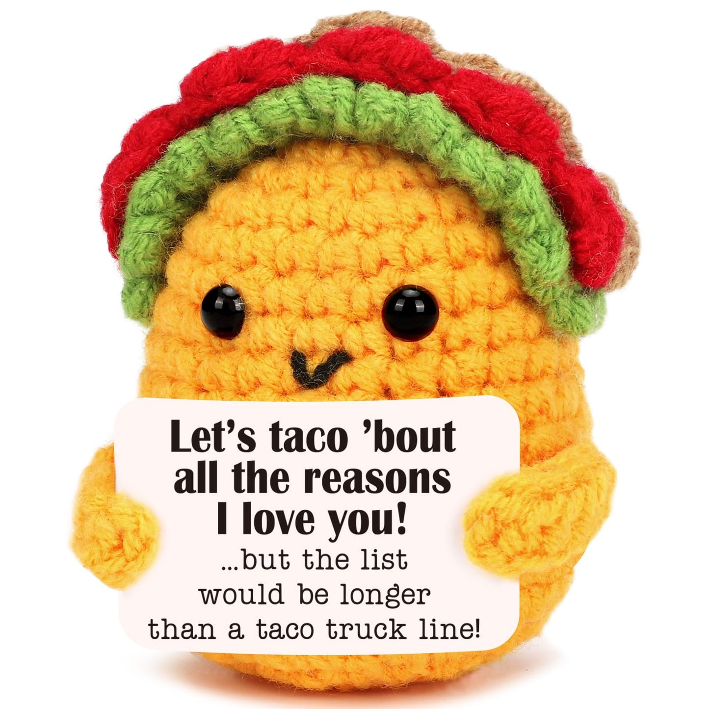 OCCdesign Mini Happy Birthday Gifts for Women Men Handmade Crochet Taco Gift for Encouragement Cheer Up Support Gift for Mom Dad