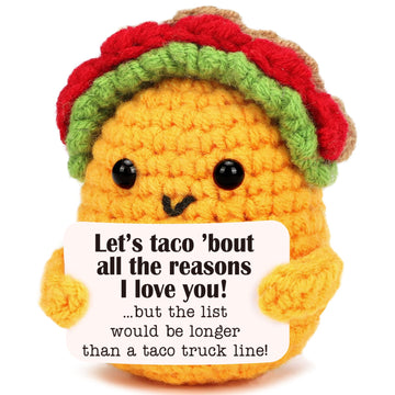 OCCdesign Mini Happy Birthday Gifts for Women Men Handmade Crochet Taco Gift for Encouragement Cheer Up Support Gift for Mom Dad