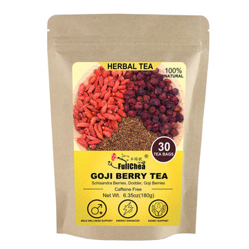Fullchea - Goji Berry Tea For Men, 30 Count X 6G - Premium Five Flavors Herbal Tea Combination - Schisandra Berries, Dodder, Wolfberry - Support Kidney Health & Boost Energy