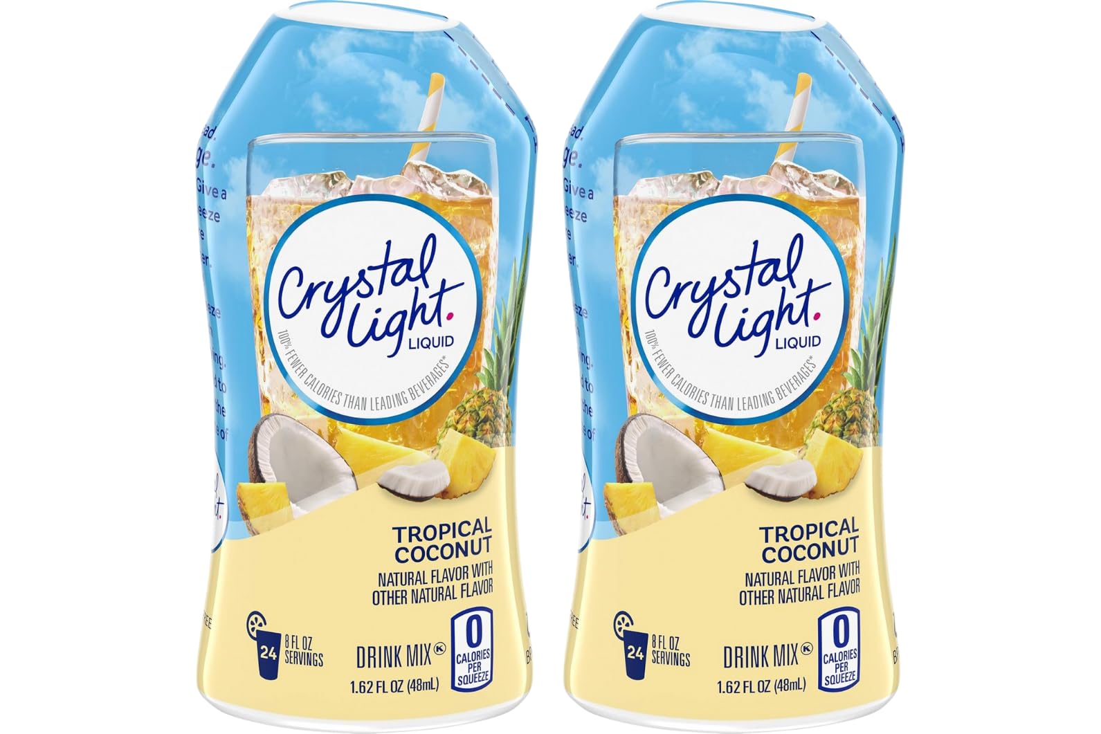 Crystal Light Liquid Drink Mix, Tropical Coconut, 1.62 Oz Each, 2 Count.