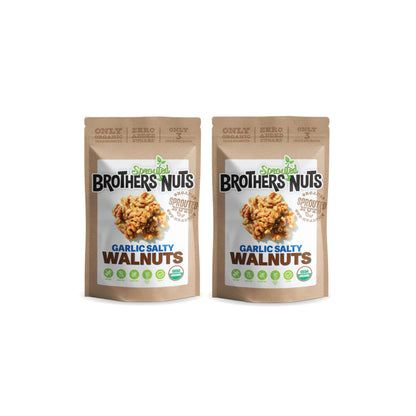 Brothers Nuts Garlic Salty Walnuts - Sprouted, Whole Walnuts with Olive Oil - Vegan, Gluten-Free, Keto Snacks - No Preservatives