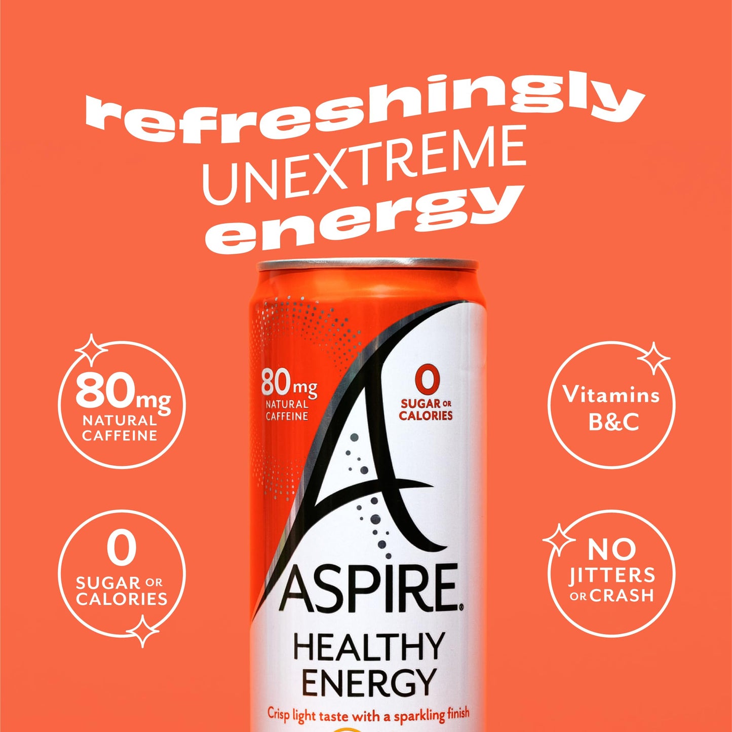 Aspire Healthy Energy Drink, Zero Calorie, Mango Lemonade, 12 Fl Oz, 12-Pack, Clear