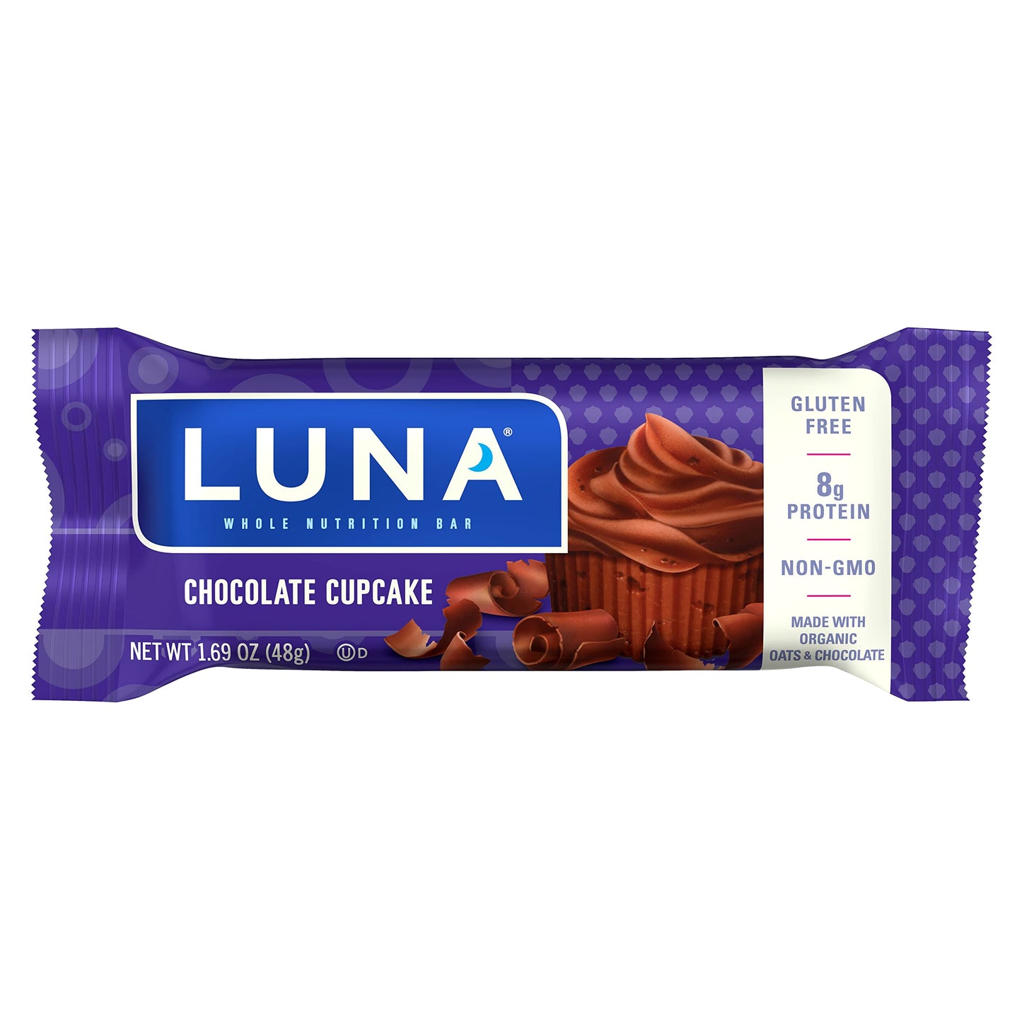 Luna Bar - Gluten Free Snack Bars - Chocolate Cupcake -8G Of Protein - Non-Gmo - Plant-Based Wholesome Snacking - On The Go Snac