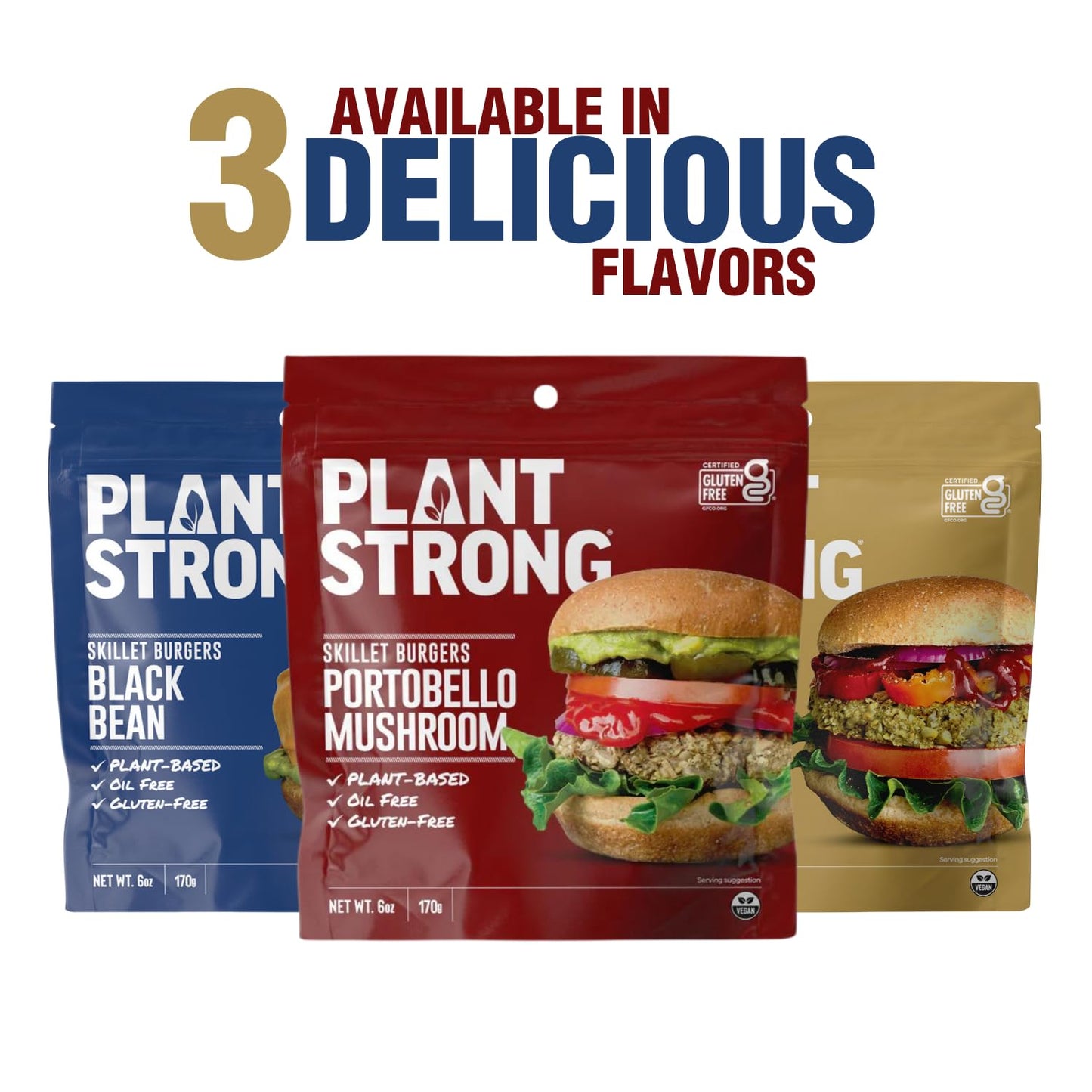 PLANTSTRONG Portobello Plant Based Burger Mix 6oz (4 Pack) - NON-GMO, Whole Grain, Plant Based, Vegan, Gluten Free, Oil Free, Sh
