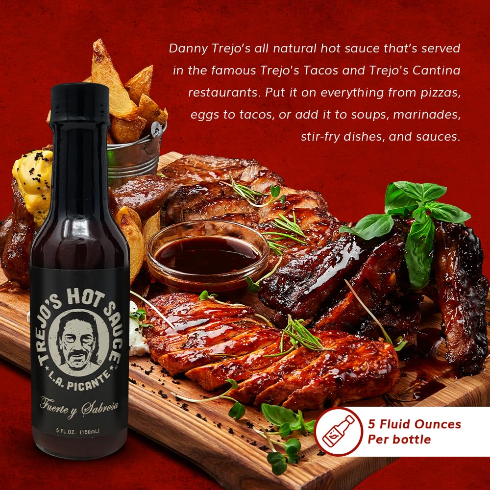 Trejos Tacos Hot Sauce - Medium Heat - 5 Fl Oz - Non-GMO, Gluten-Free, Dark Brown