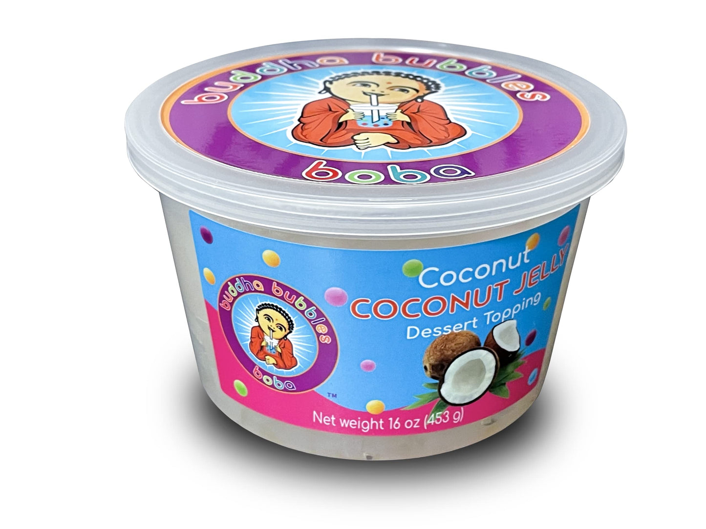 Buddha Bubbles Boba Coconut Jelly Dessert Topping, 1 Pound, White
