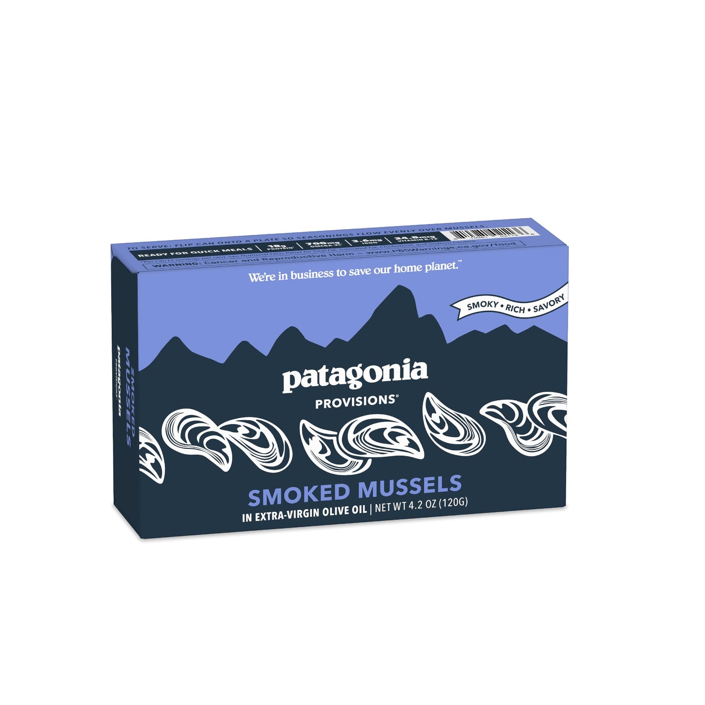 Patagonia Provisions Smoked Mussels in Olive Oil - 4.2 oz, Gluten Free, 18g Protein per Tin