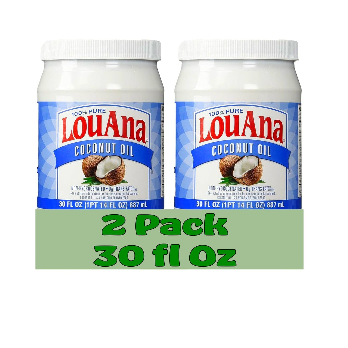 Coconut Oil 100% Pure 30 fl oz Plastic Bottles 2 Pack