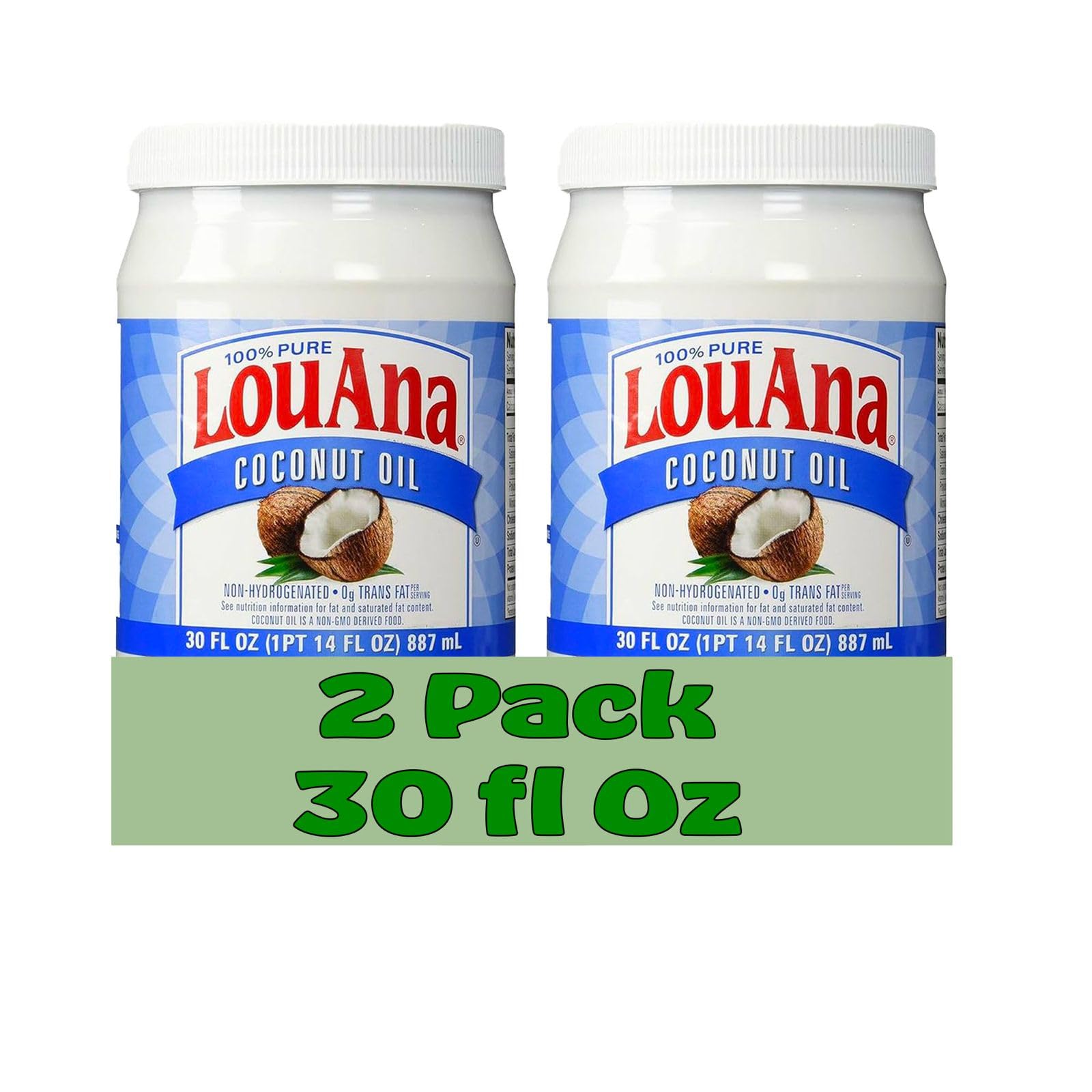 Coconut Oil 100% Pure 30 fl oz Plastic Bottles 2 Pack