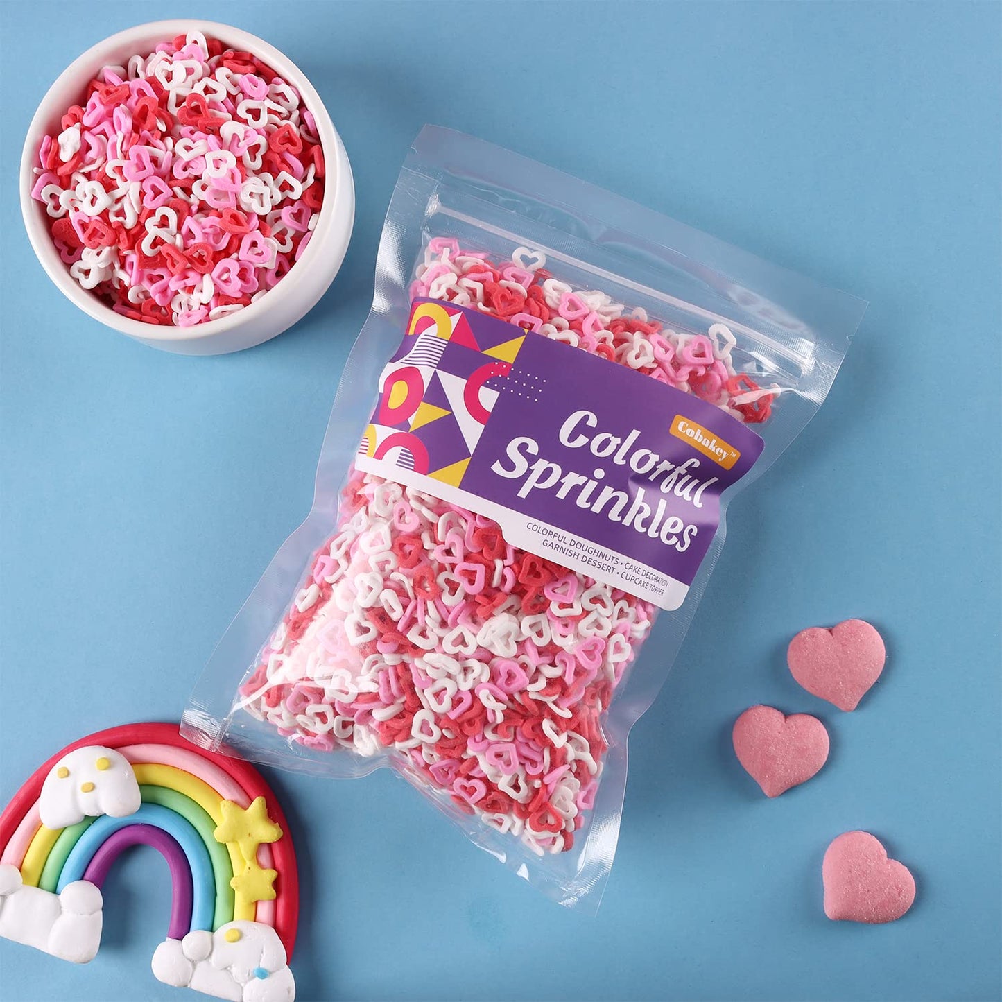 Sprinkles For Cake Decorating, 7 Ounces Valentine Sprinkles, Red/Pink/White Love Confetti Sprinkles For Cupcake, Cookies, Ice Cr