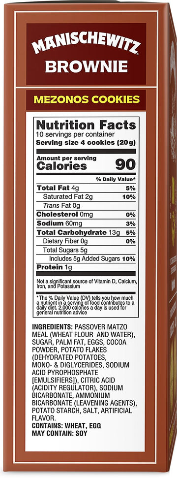 Manischewitz Passover Chocolate Brownie Cookies, 7 Oz (2 Pack) | Crunchy Texture | Mezonos Passover Cookies | Gebrokts Kosher Fo