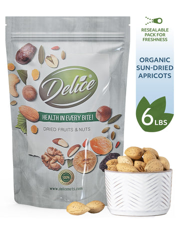 Delice Almonds In Shell - Whole, Raw, Unsalted, 6 LBS - Grown and Packed in California, Fresh Buttery Taste, Resealable Bag
