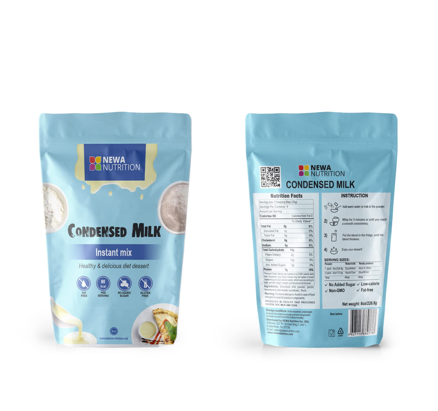Sugar Free Gluten Free Non GMO Condensed Milk Mix. Weight: 8 oz/226.8 gr.