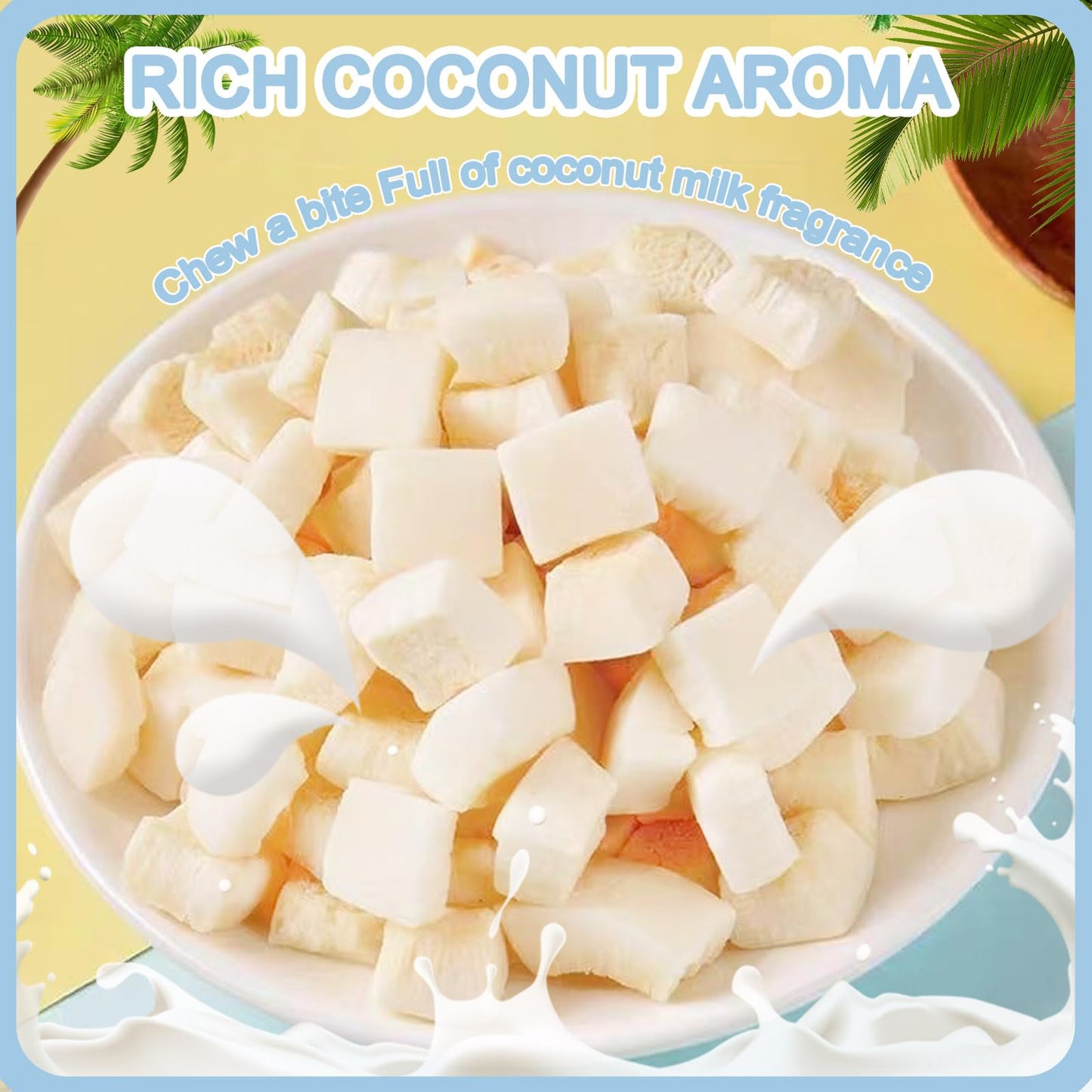 Generic Dried Coconut Chunks, Unsweetened Crunchy Coconut Strips, 7oz, Vegan, No Additives, Resealable Bag