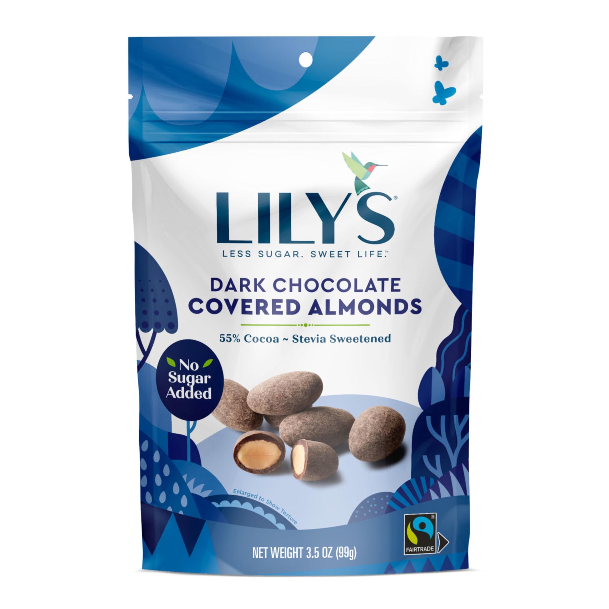 LILYS Dark Chocolate Style, Free of Added Sugar Covered Almonds Bags, 3.5 oz (3 count)