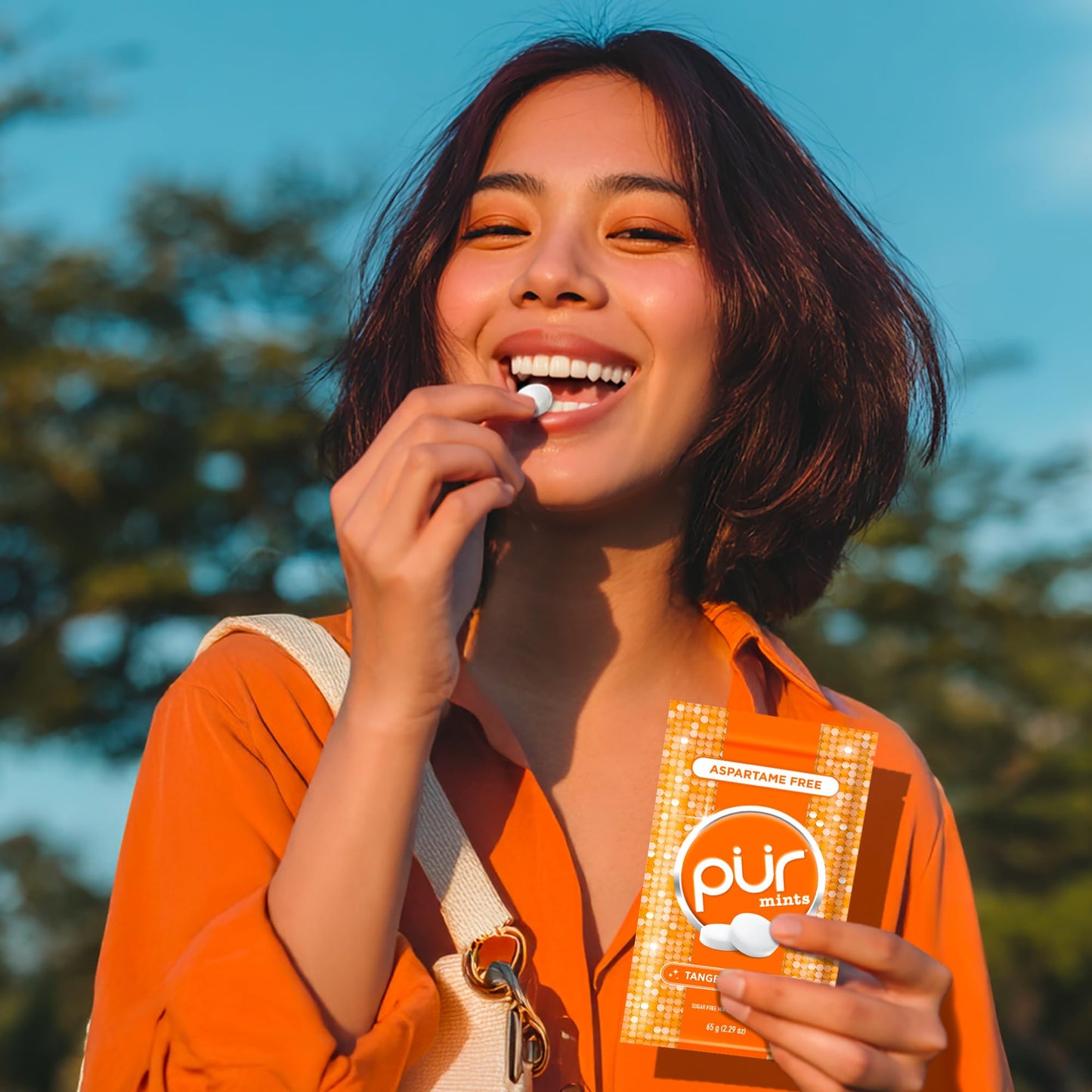 PUR Mints | Aspartame Free Breath Mints | Made with Xylitol | Sugar Free  Vegan  Gluten Free | Natural Tangerine Tango Flavor | 65 Pieces in Re-Sealable pouch (Pack of 3)