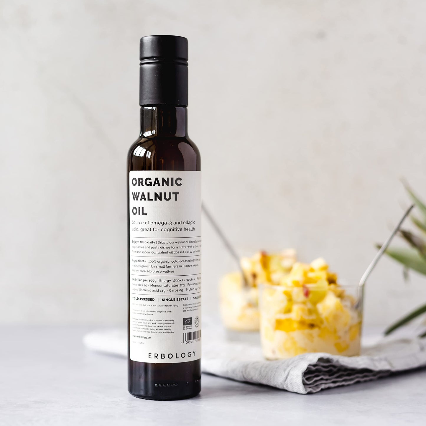 100 Organic Walnut Oil 85 Fl Oz - Cold-Pressed - Rich In Omega-3 - Supports Cognitive Health - Straight From Farm - Non Gmo - No