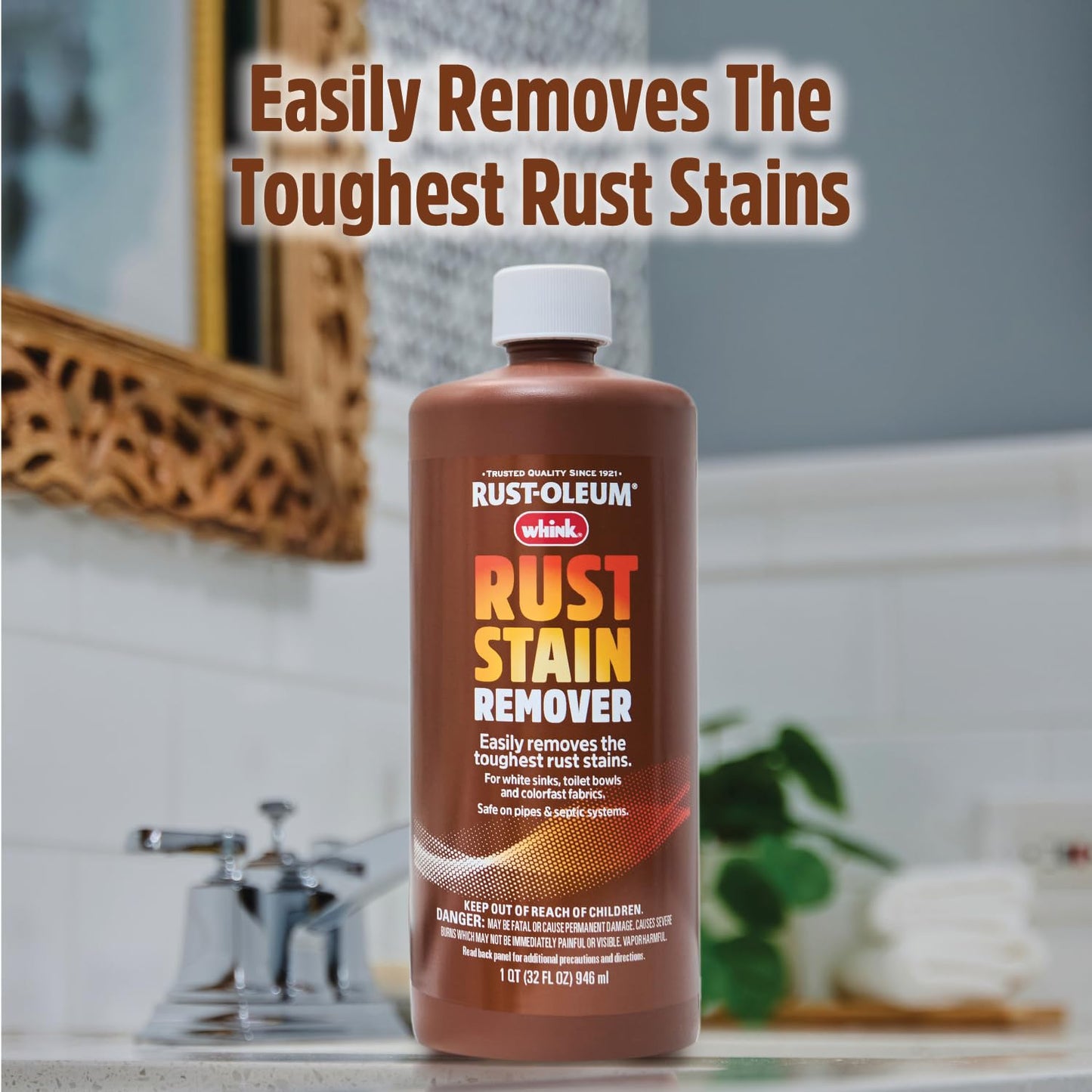 Whink Rust Stain Remover, 32 oz - Effective Brown Formula for Removing Rust Stains, Safe for Home Use, Brand: Whink